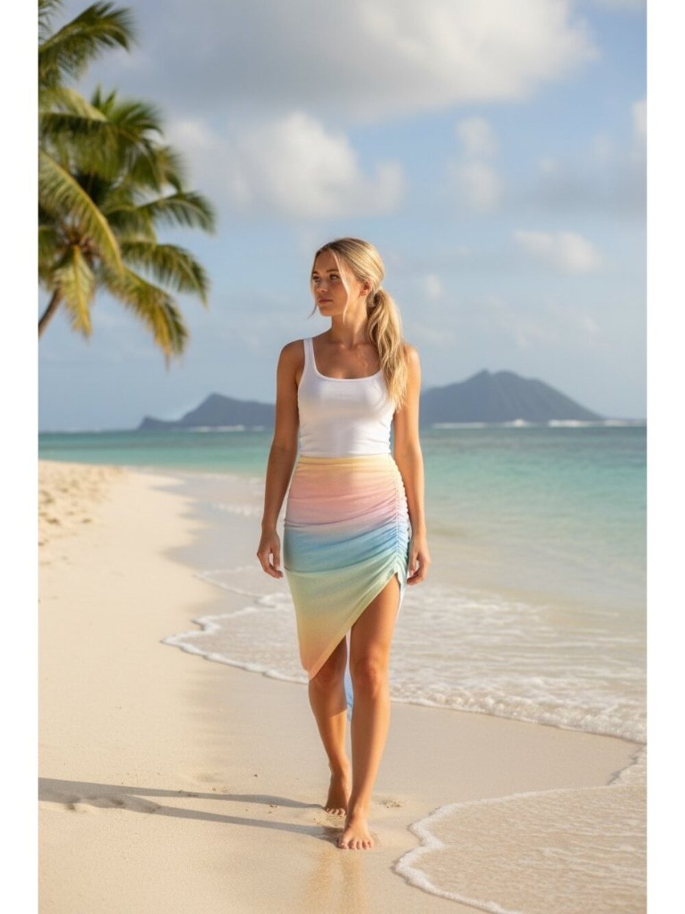 Abercrombie & Fitch The Trevor Project Rainbow Asymmetrical Swim Cover Size MP